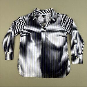 Talbots Shirt Women's Medium Long Sleeve Pullover Stripe Blue White